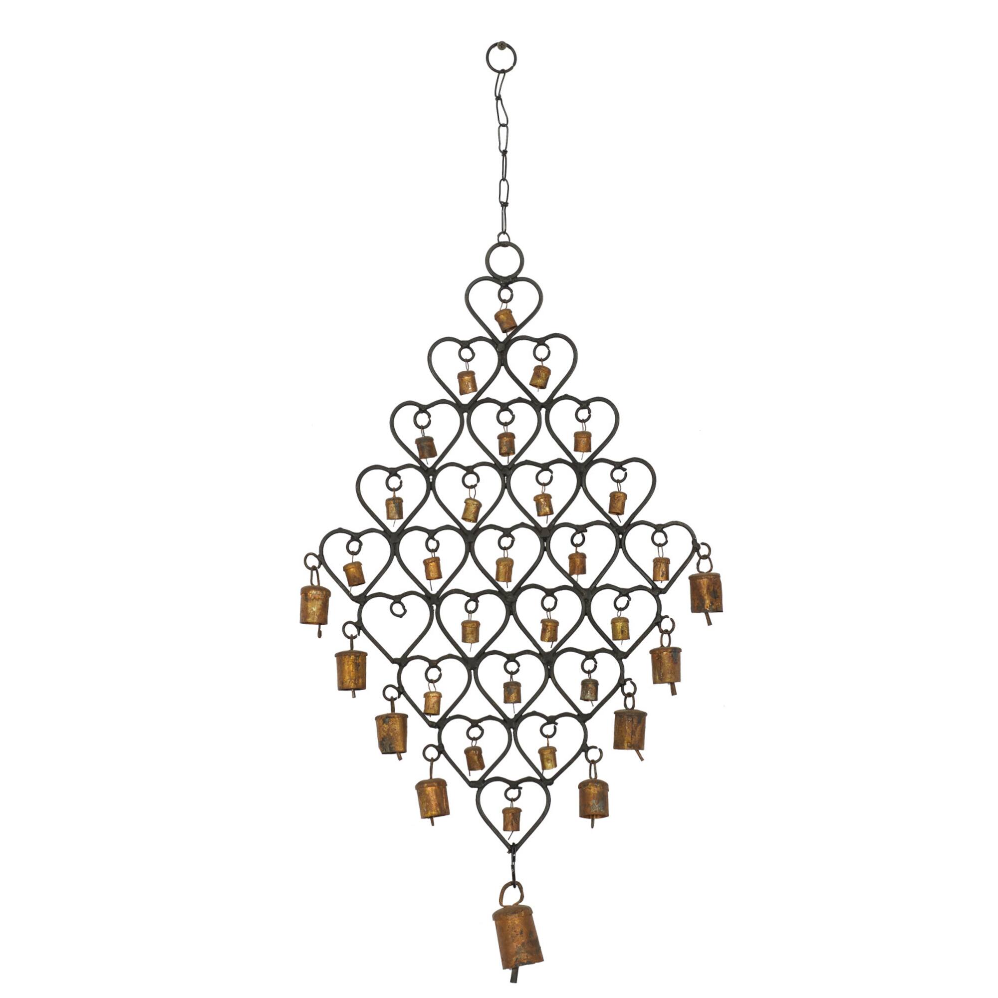 31" Brass Metal Heart Eclectic Windchime